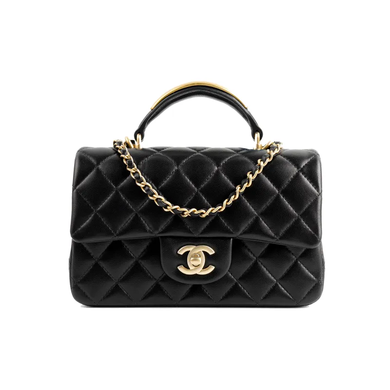 CHANEL 22B Fall And Winter Classic Flap CF Sheepskin Shoulder Bag, Crossbody Bag, Handbag Women's Black-0