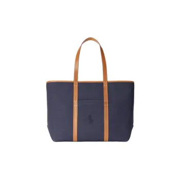 Polo Ralph Lauren Canvas With Leather Tote Bag Shopping Bag Canvas Bag Handbags Medium Size Unisex