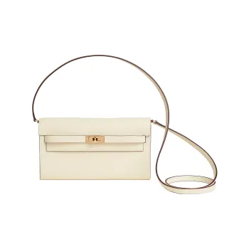 HERMES Kelly To Go Epsom Leather Wallets Shoulder Bag Crossbody Bag Small Size Women's Cream White/Sesame
