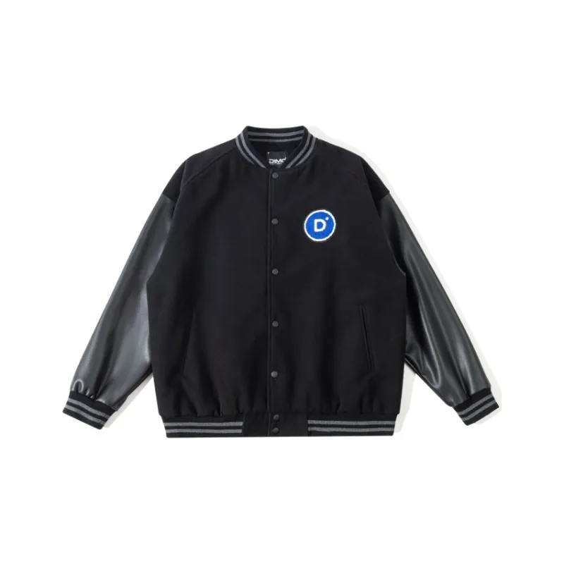 DIMC Baseball Jacket Spring And Autumn Unisex Black-6