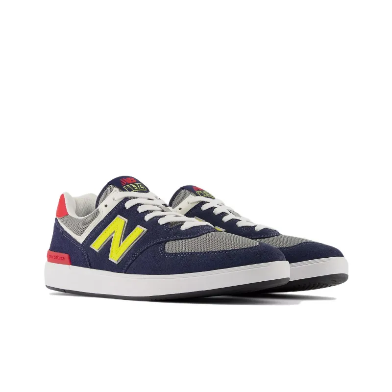 New Balance NB 574 Anti Slip Wear Resistant Low Top Skateboard Shoes Men's Blue Yellow Red-2