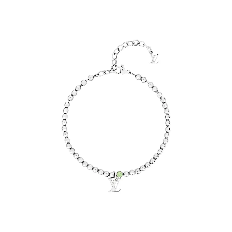 LOUIS VUITTON Nano Beads Metal Crystal Bracelets Men's Silver-0
