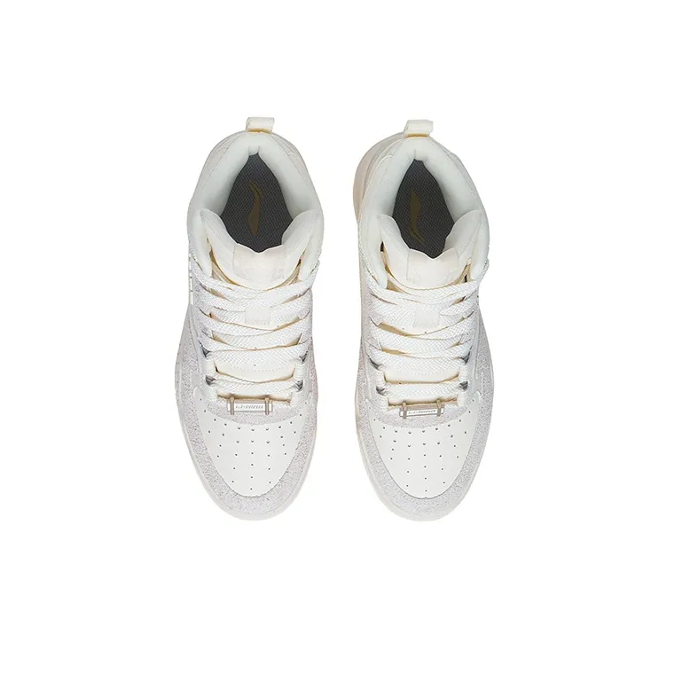 LiNing Yuebai High Top Sports Casual Shoes Women's Ecru-3