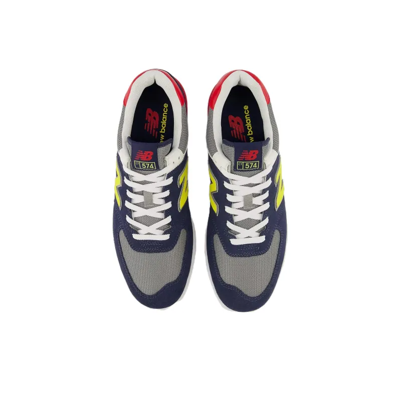 New Balance NB 574 Anti Slip Wear Resistant Low Top Skateboard Shoes Men's Blue Yellow Red-3