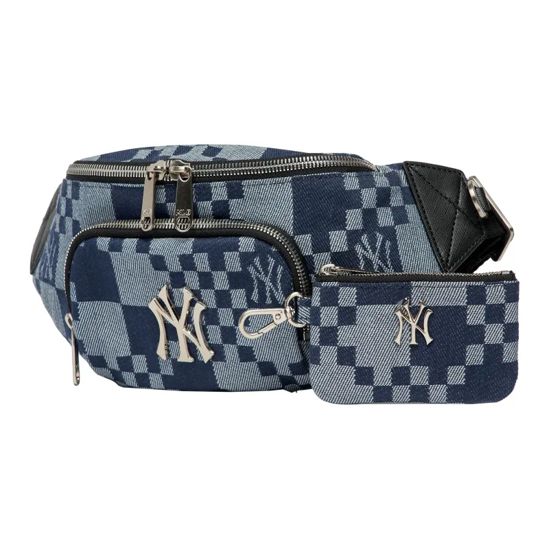 MLB Synthetic Leather Combo Bag Fanny Pack Regular Unisex Denim Blue-1