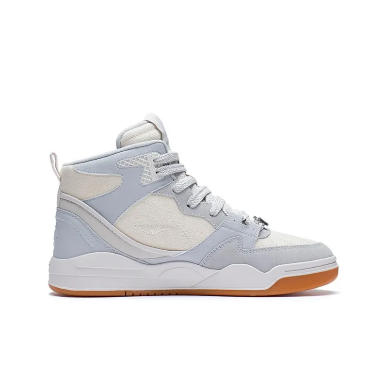 LiNing Yuebai Anti Slip Wear Resistant High Top Sports Casual Shoes Men's Gray White-1