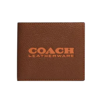COACH Card Case Glossy Pebbled Leather Card Holder Wallet Small Size Women's Dark Brown
