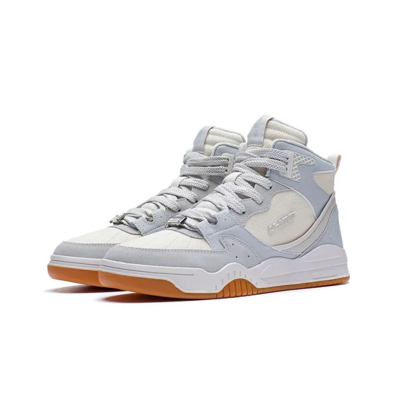 LiNing Yuebai Anti Slip Wear Resistant High Top Sports Casual Shoes Men's Gray White-2