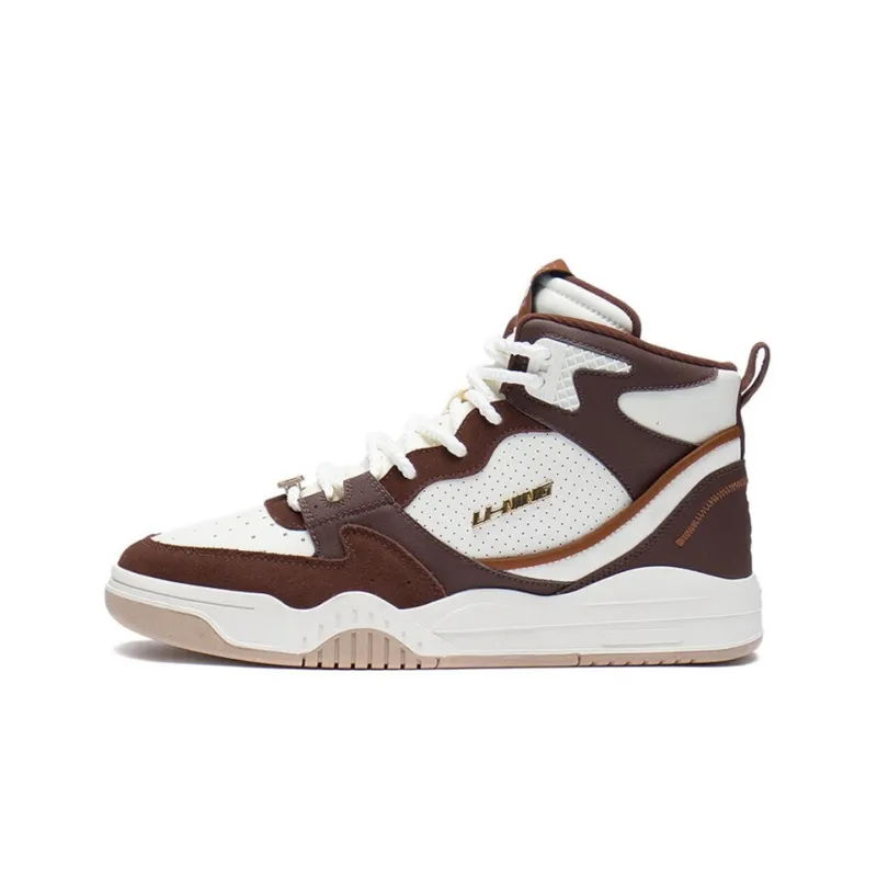 LiNing Yuebai High-Top Sports Casual Shoes Men's Brown White-0