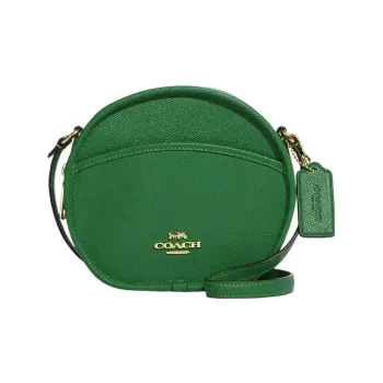 COACH Canteen Cross-Stitch Leather Shoulder Bag Crossbody Bag Small Size Women's Green