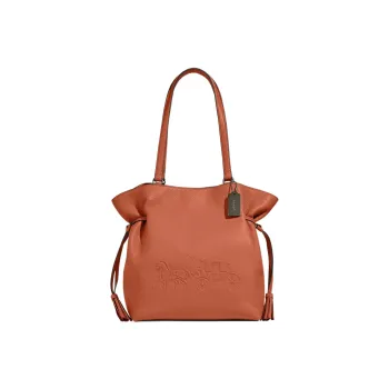 COACH Andy Refined Pebble Leather Tote Bag Shopping Bag Shoulder Bags Women's Sunset Red