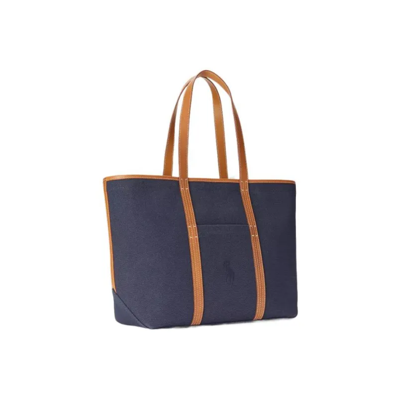 Polo Ralph Lauren Canvas With Leather Tote Bag Shopping Bag Canvas Bag Handbags Medium Size Unisex-1