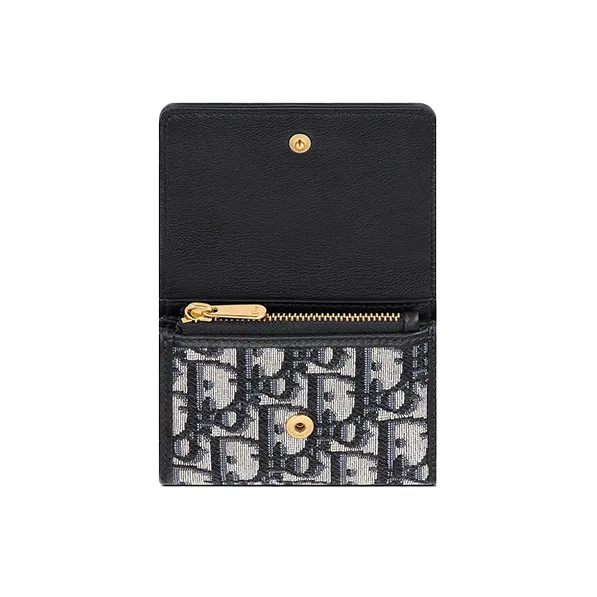DIOR 30 Montaigne Canvas Wallet Women's Denim Blue-3
