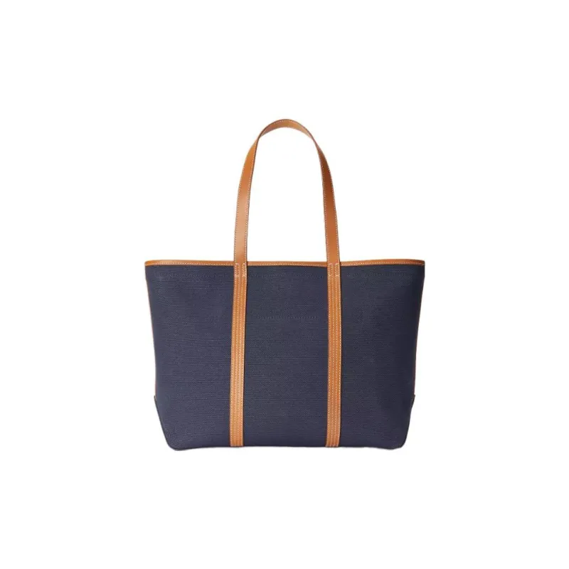 Polo Ralph Lauren Canvas With Leather Tote Bag Shopping Bag Canvas Bag Handbags Medium Size Unisex-2