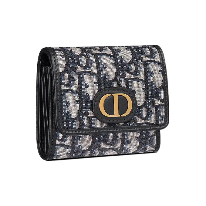 DIOR 30 Montaigne Canvas Wallet Women's Denim Blue-1