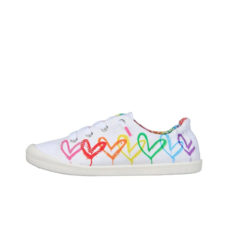 Skechers BEACH BINGO Anti-Slip Wear-Resistant Low-Top Skateboard Shoes Women's White Multicolor-0