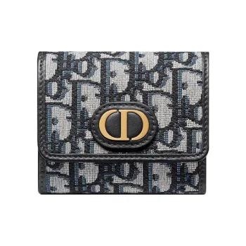 DIOR 30 Montaigne Canvas Wallet Women's Denim Blue