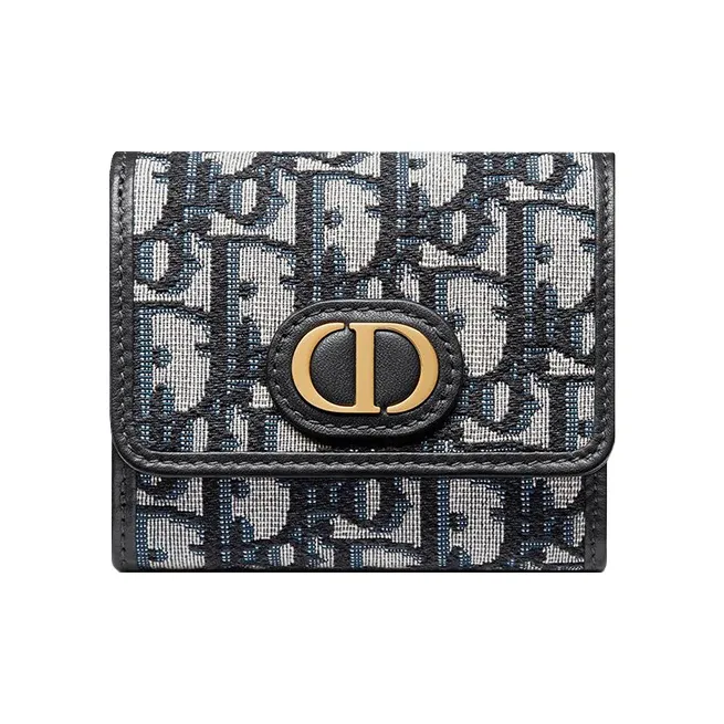 DIOR 30 Montaigne Canvas Wallet Women's Denim Blue-0