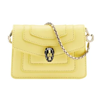 BVLGARI Serpenti Reverse Calfskin Pendant Bag Accessories Women's Yellow