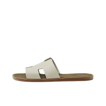 HERMES Izmir Sandal Beige Glaise Vert Toundra Epsom Leather