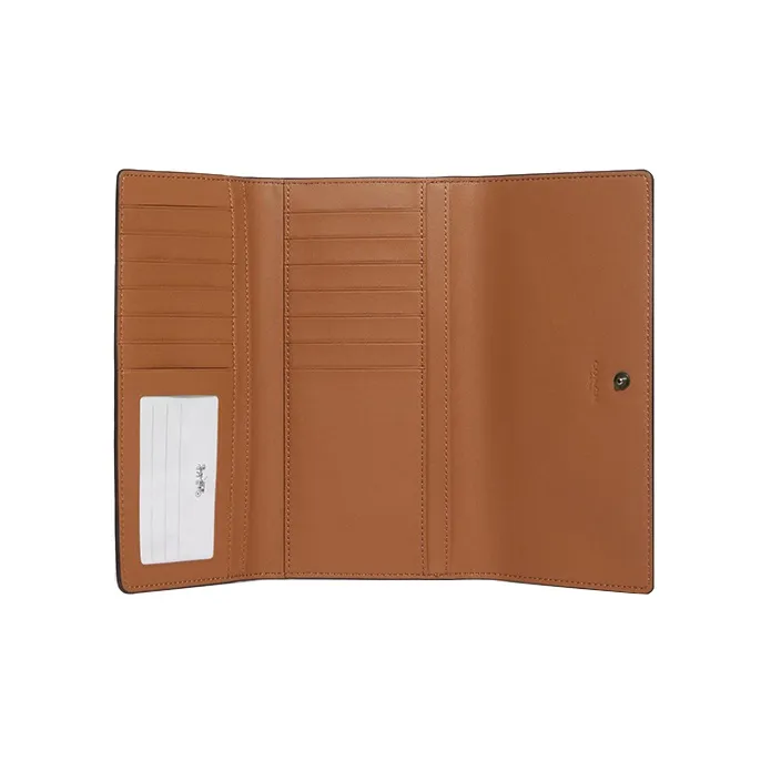 COACH Slim Wallet Refined Pebble Leather Card Holder Wallet Women's Mustard Yellow-1