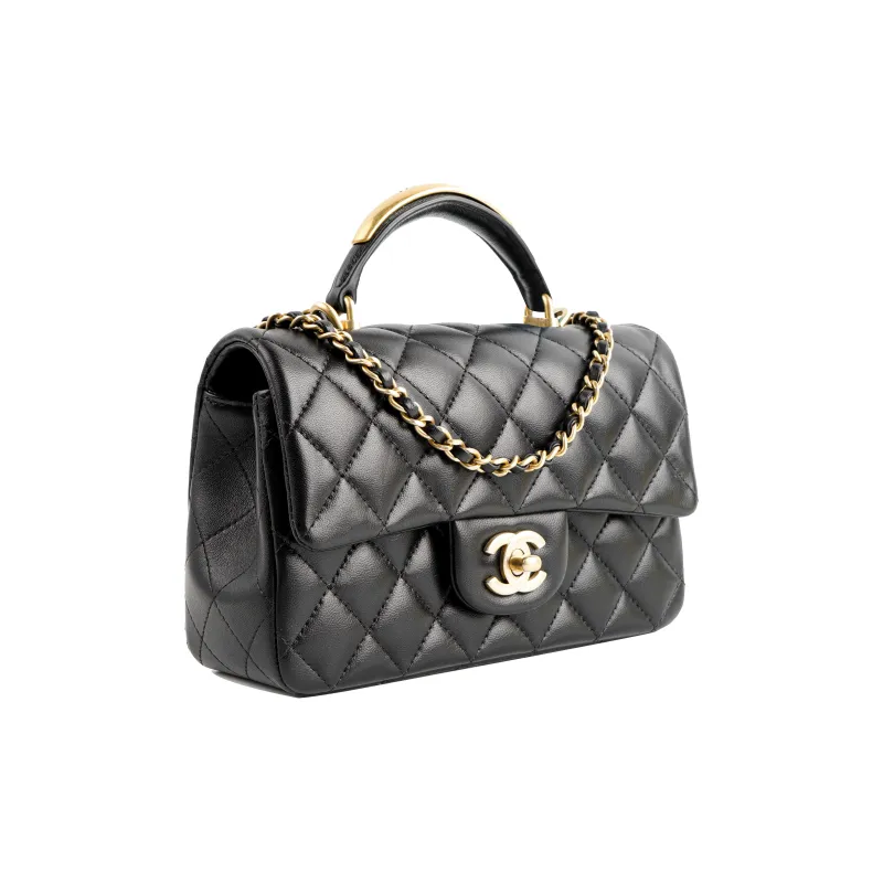 CHANEL 22B Fall And Winter Classic Flap CF Sheepskin Shoulder Bag, Crossbody Bag, Handbag Women's Black-1