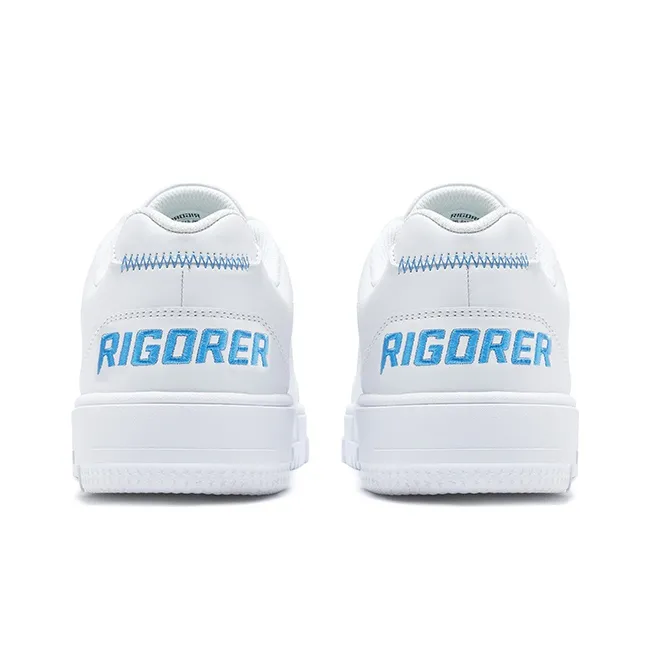 RIGORER Blindly Talking Mouth Replacement Collection Anti-Slip Wear-Resistant Low-Top Skateboard Shoes Men's White Blue-3