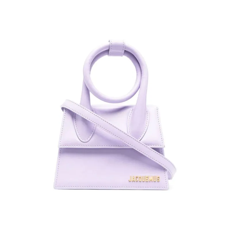 Jacquemus Calfskin Shoulder Bag, Crossbody Bag, Handbag Women's Light Purple-0