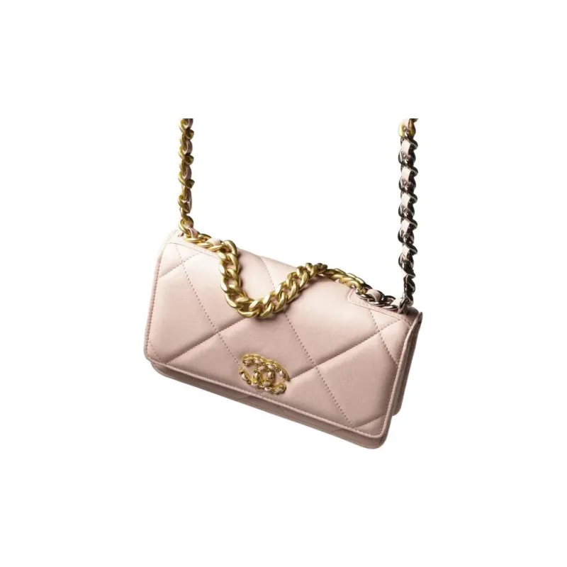 CHANEL 19BagWOC Sheepskin Shoulder Bag, Crossbody Bag Women's Light Pink-1