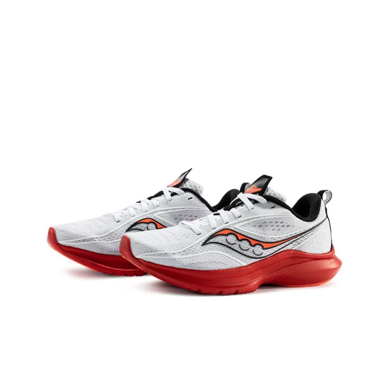 Saucony Kinvara 13 Cushioning Anti Slip And Wear Resistant Low Top Casual Running Shoes Men's White Red-2