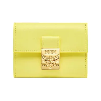 MCM Leather Card Holder Wallet Mini Women's Yellow
