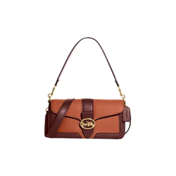 COACH Georgie Refined Pebbled Leather With Smooth Leather Accents Crossbody Bag Shoulder Bag Women's Sunset Red