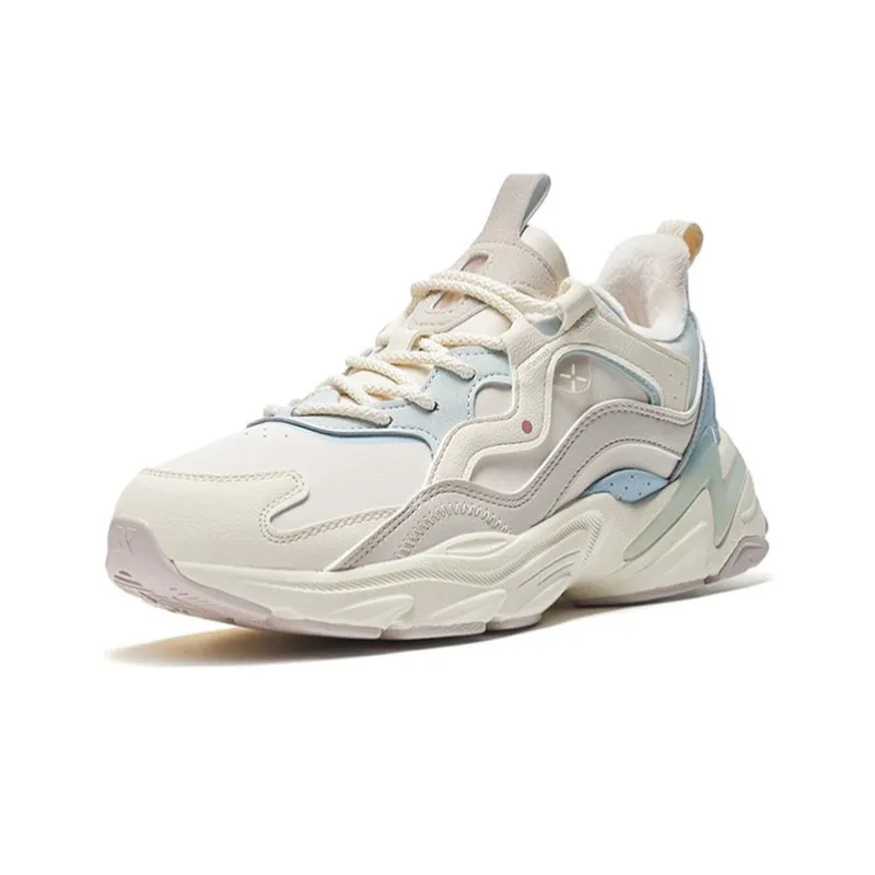 XTEP Casual Shoes Women's Low Top Ivory White/Light Gray Blue/Tru Gray-1