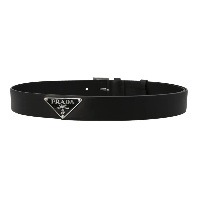 PRADA Leather Belts Men's Black Width  3.5cm-1