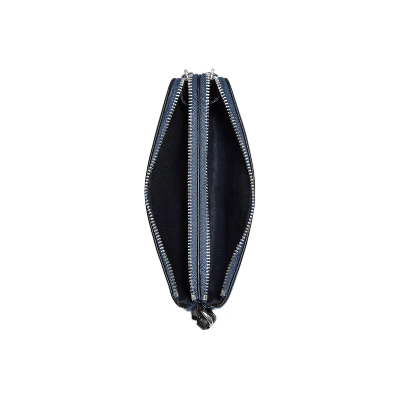 COACH Corner Zip Snakeskin Print Embossed Refined Pebbled Leather Clutch Wallet Wrist Bag Small Size Women's Indigo-1