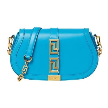 VERSACE Greca Goddess Cow Leather Portable Crossbody Bag, Shoulder Bag Women's Light Blue
