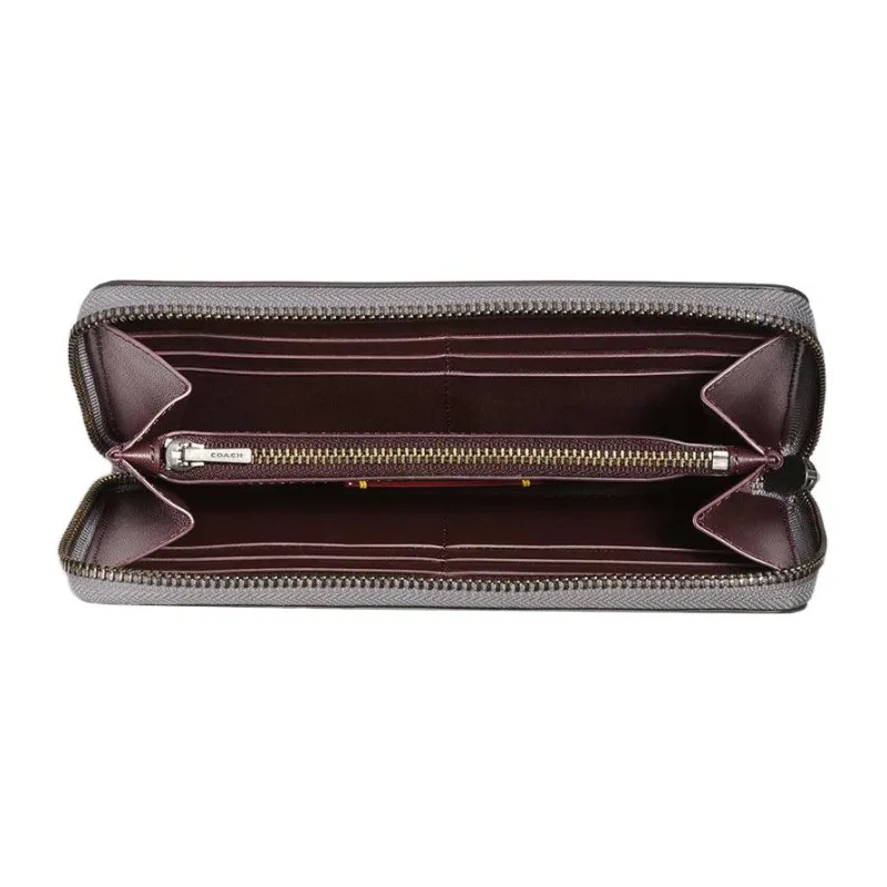 COACH Accordion Zip Leather Clutches Card Holder Wallet Mini Women's Black-1