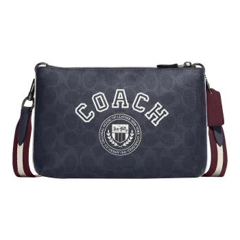 COACH Everett Artificial Leather Shoulder Bag Crossbody Bag Large Size Men's Denim & Chalk White