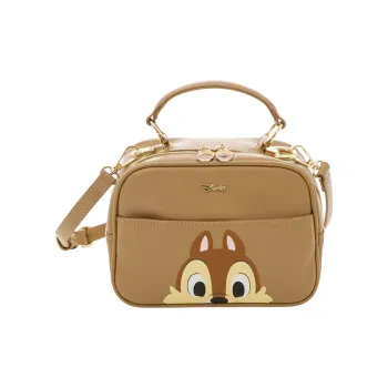 Disney PU Shoulder Bag, Crossbody Bag, Camera Bag, Zip Closure Handbag Small Size Women's Light Brown