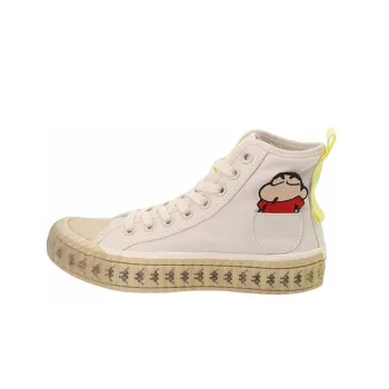 Crayon Shinchan x Kappa Anti Slip Wear Resistant High Top Canvas Shoes Unisex Heron Feather White