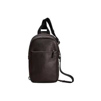 COACH Metropolitan Glossy Pebbled Leather One Shoulder Crossbody Sling Bags Small Size Men's Black