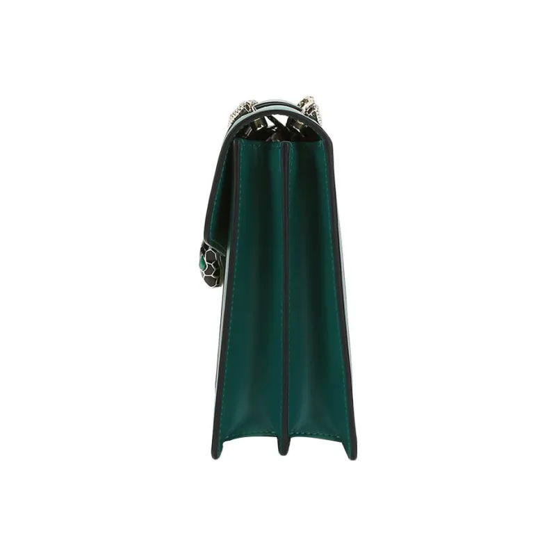 BVLGARI Serpenti Forever Cow Leather Snake Head Bag, Shoulder Bag Medium Size Women's Bright Green-3