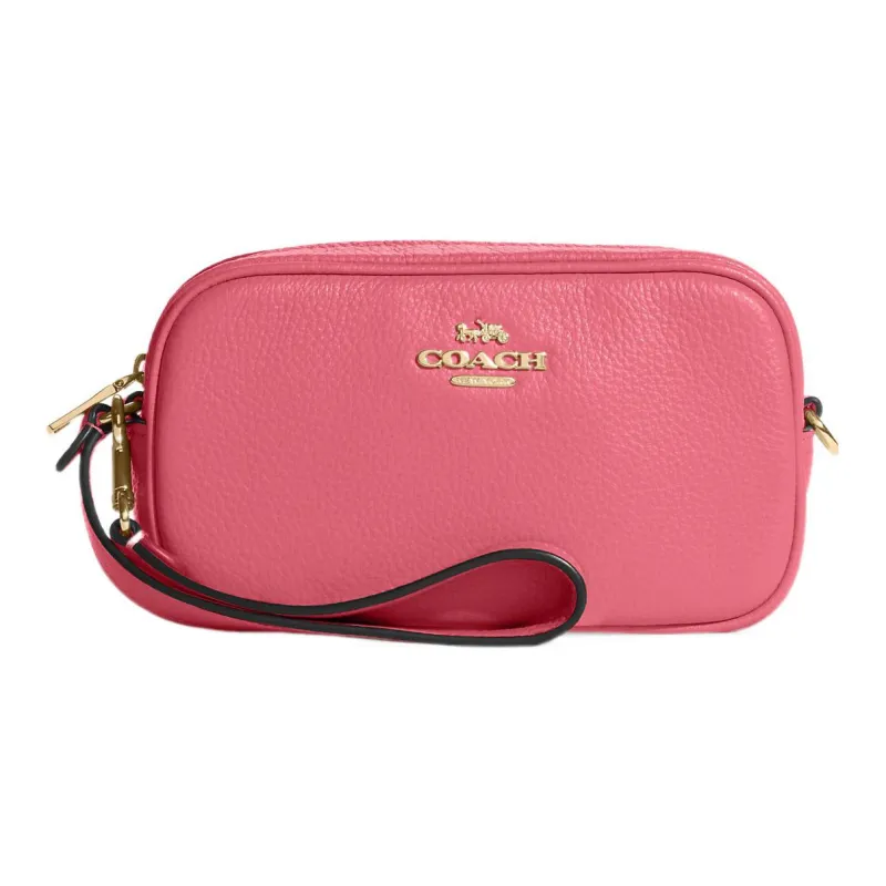 COACH Jamie Cow Leather Wrist Bags Clutches Small Size Women's Watermelon Red-0
