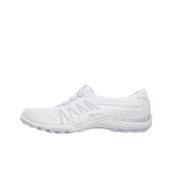 Skechers Breathe-Easy Cushioning Anti-Slip And Wear-Resistant Low-Top Casual Shoes Women's White Silver