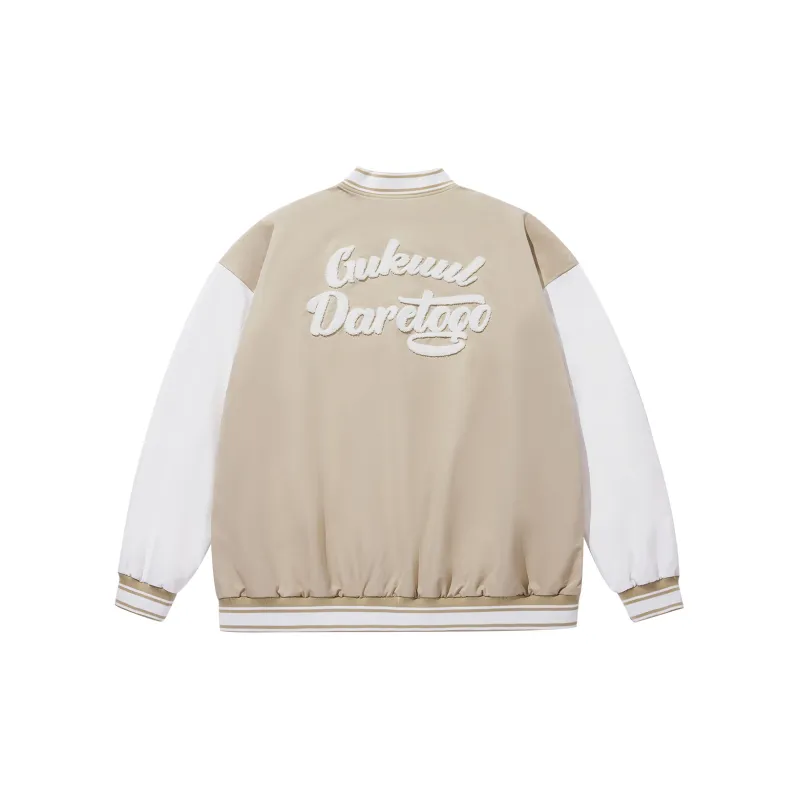 GUKUUL Baseball Jacket Spring Fall Unisex Khaki-1