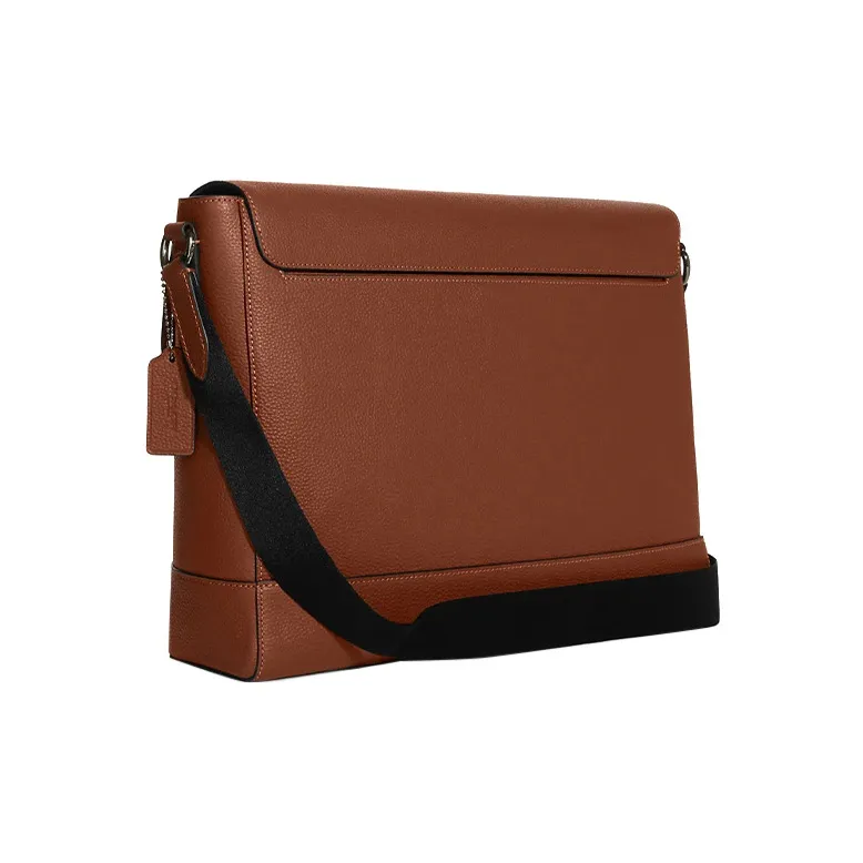 COACH Hudson Cow Leather Messenger Bag Shoulder Bag Crossbody Bag Large Size Men's Dark Brown-1