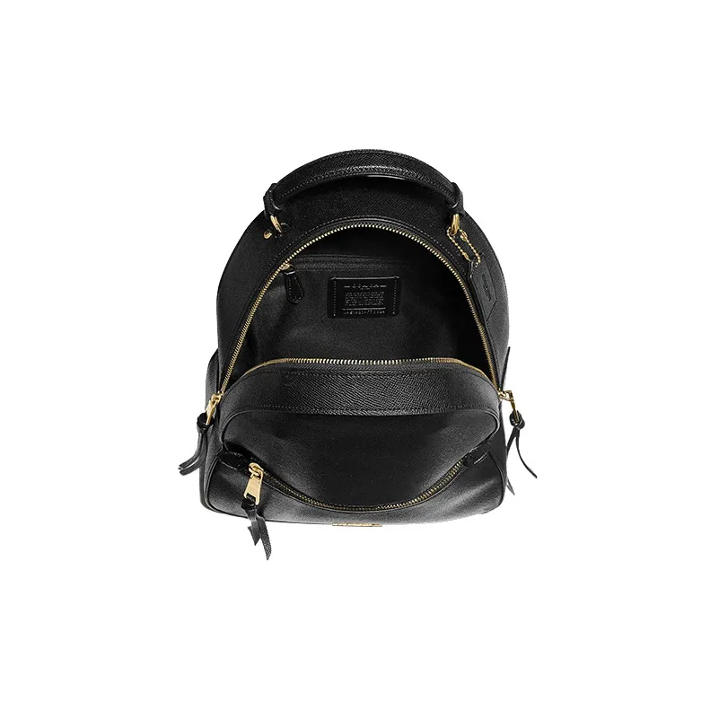 COACH Jordyn Cross Stitch Leather Backpack Large Size Women's Black-2