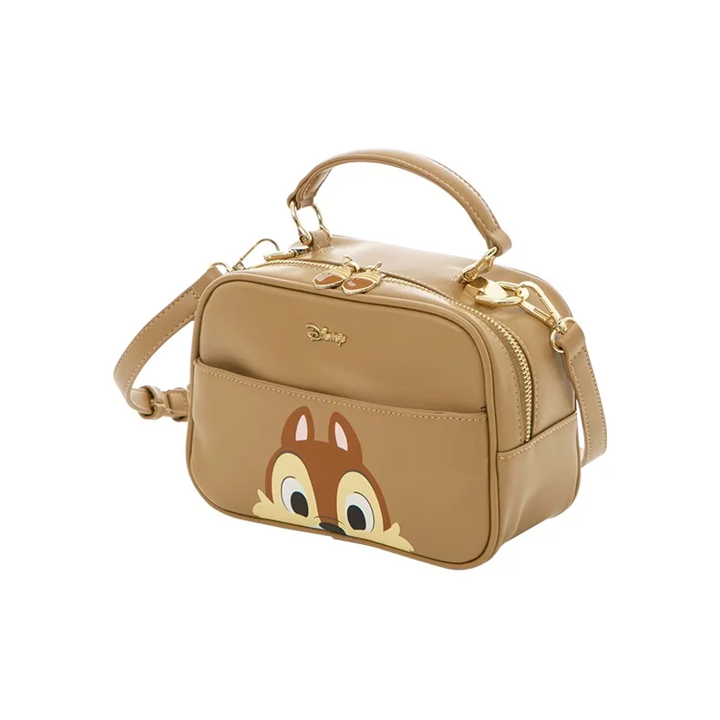 Disney PU Shoulder Bag, Crossbody Bag, Camera Bag, Zip Closure Handbag Small Size Women's Light Brown-1