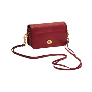 COACH Penny Glove Tanning Crossbody Bag Shoulder Bag Women's Deep Red