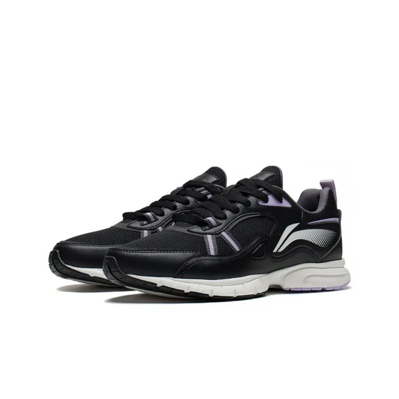 LiNing Cushioned Anti Slip And Wear Resistant Lightweight Low Top Running Shoes Women's Black Purple-2